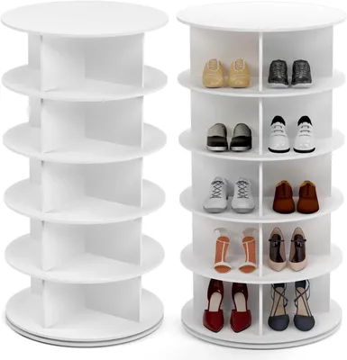 Image de Porte-chaussures rotatif - Organisateur de chaussures - Présentoir à chaussures - Rangement à chaussures - Tour à chaussures - 5 niveaux