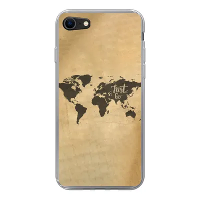 Produktbild von MuchoWow® Handyhülle Schutzhülle Hülle für iPhone SE 2020 Weltkarte - Karte - Sprichwörter Silikon Softcase Handy Hülle - Kartenbesitzer