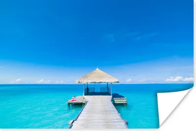 Produktbild von MuchoWow® Poster Meer - Pier - Hütte 90x60 cm - Schlafzimmer