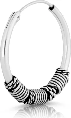 Produktbild von Einzel 20mm verzierte Bali Creole 1,7mm Keltisch 925 Sterling Silber Gothic 4396