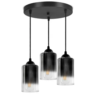 Produktbild von Luxolar Pendelleuchte 3 flammig Glasschirm graphit-transparent E27 60W - Deckenleuchte wohnzimmer, Universal