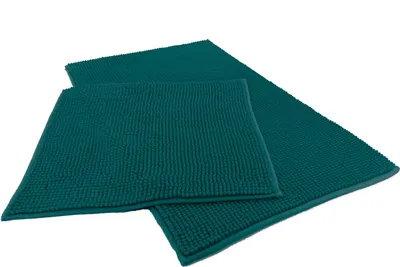 Produktbild von heimtexland ® Badvorleger Chenille Super Flauschig Saugstark Badteppich Badematte  Typ771 Smaragd Set 45x50 / 50x80 cm