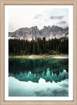 Produktbild von Gerahmtes Bild Wald am Bergsee 53x73 cm