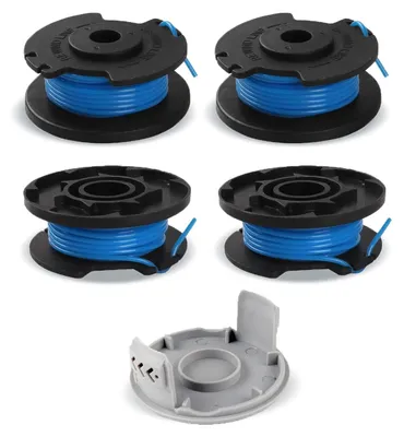 Productafbeelding van 4 spoelen met grastrimmerdraad en 1 beschermkap (3,3 m x diameter 1,65 mm)