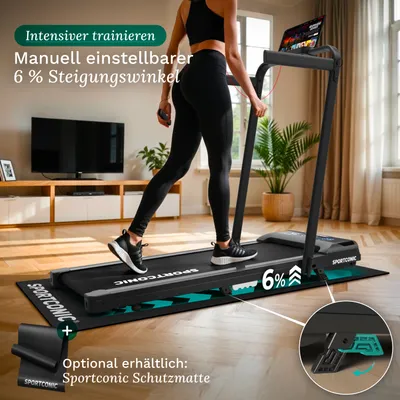 Produktbild von Sportconic Laufband 3-in-1, Klappbares Laufband für Zuhause bis 12 km/h, mit 6% Steigung, Kompakte Walking Pad für Zuhause und Büro - mit Fernbedienung
