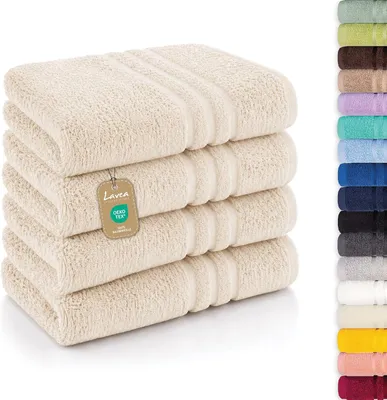 Obrázok produktu pre Osušky 50x100 cm, sada 4 ks, 100% bavlna, krémová, do kúpeľne