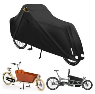 Immagine prodotto di Copertura impermeabile per bicicletta, realizzata in tessuto Oxford 420D, adatta per biciclette cargo, dimensioni 285x74x100 cm