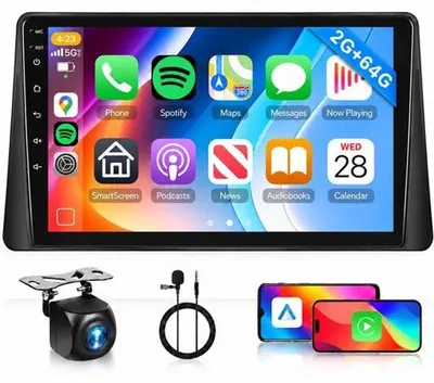 Zdjęcie produktu dla Radio Android 2G 64G do Renault Megane 2 (2002-2009) z funkcjami Carplay, bezprzewodowym Android Auto, funkcją Mirror Link, 9-calowym ekranem dotykowym, GPS, Bluetooth, WiFi, korektorem dźwięku (EQ), radiem FM i RDS, oraz obsługą sterowania z kierownicy