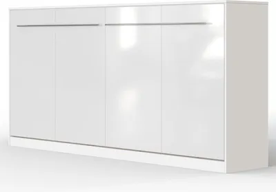 Produktbild von SMARTBett Schrankbett Standard  Weiss/Weiss Hochglanzfront 90 Horizontal