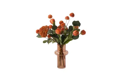 Image de WinQ - Bouquet de fleurs artificielles nouées en orange - vase inclus