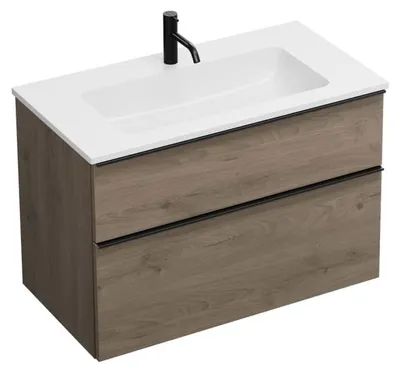 Produktbild von burgbad Eqio Waschtischkombination mit Mineralguss-Waschtisch, 92 cm, mit Griffleiste G0252