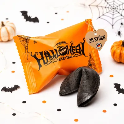Produktbild von Glückskekse Halloween, Schwarz, 25 Stück
