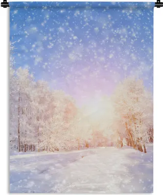 Produktbild von MuchoWow® Wandteppich Wandbehang Schnee - Sonne - Winter 90x120 cm Tapisserie Dekoration Wandtuch - Wanddeko