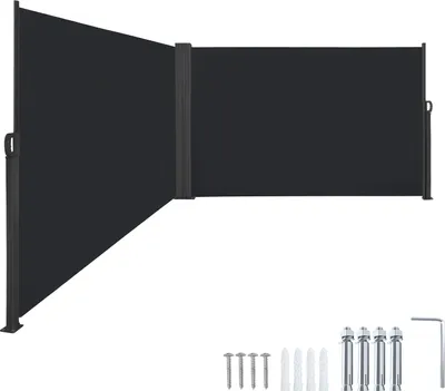 Produktbild von Sessamen-LP 200 x 600 cm Seitenmarkise AusziehbarDoppel Sonnenschutz aus Polyester Sichtschutz Windschutz Markise für Balkon Terrasse Garten Camping, Anthrazit