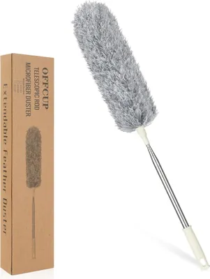 Image de Plumeau télescopique microfibre 243cm tige inox gris