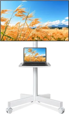 Immagine prodotto di Supporto TV mobile - Carrello TV - Altezza regolabile - Schermo inclinabile - Per schermi da 27 a 60 pollici - Bianco