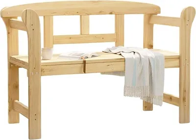 Immagine prodotto di Panca da giardino in legno per 2 persone, con capacità di carico fino a 180 kg - 118 x 78 cm - Panchina in legno massello per 2 persone, con braccioli - Panca da giardino in legno, ideale per balcone, terrazzo o giardino