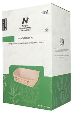 Produktbild von 960 Snacktrays, Pappe "NOTPLA" 3,5 cm x 7 cm x 9 cm braun