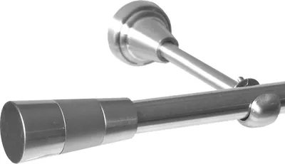 Produktbild von Gardinenstange Set Edelstahl Look Metall Ø 16mm zur Wandbefestigung 1-lauf Modern Kegel, Länge wählbar H14E11