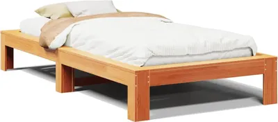 Produktbild von vidaXL Massivholzbett ohne Matratze Wachsbraun 100x200 Kiefernholz