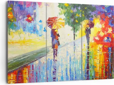 Produktbild von Bild auf Leinwand - Leinwandbild - Park Straße Regen - 165x110cm - Wand Bild - Wanddeko - Leinwanddruck - Bilder - Kunstdruck - Wanddekoration - Leinwand bilder - Wandkunst - CE165x110-3508