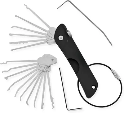 Produktbild von Lockpicking Set 21-teilig – Dietrich Übungsset aus Edelstahl, faltbar, für Hobby & Training - schwarz