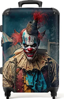 Produktbild von NoBoringSuitcases.com - Koffer - Clown - Horror - Kleidung - Portrait - Trolley - 20 kg Gepäck - Hartschalenkoffer - Leichtgewicht - TSA-Schloss - ;;end_products;size;; cm - Reisekoffer mit Rollen - 72 Liter - Großer KofferKoffer Mittelgroß 67x43x25 cm, 72L,