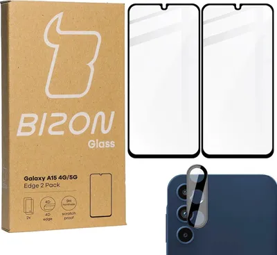 Produktbild von BIZON Edge 2x Bildschirmglas + Kameraglas Samsung Galaxy A15 4G/5G