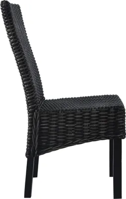 Produktbild von vidaXL Esszimmerstühle 2 Stk. Schwarz Kubu-Rattan und Mahagoniholz