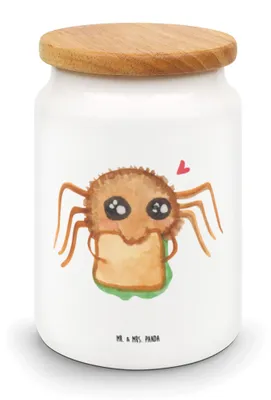 Produktbild von Mr. & Mrs. Panda salzdose Spinne Agathe Sandwich - Weiß - Geschenk, behälter, Hunger, Kaffeedose, Vorratsbehälter, Dose, Aufbewahrungsdose, Lebensfreude, Hungrig, Mut