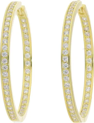Produktbild von Klappcreolen Damen 925/000 Sterling Silber Gold plattiert Zirkonia JL10-06-3773 JuwelmaLux