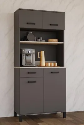 Obrázek produktu pro Úzký kredenc do kuchyně KAIRON - antracit / beton