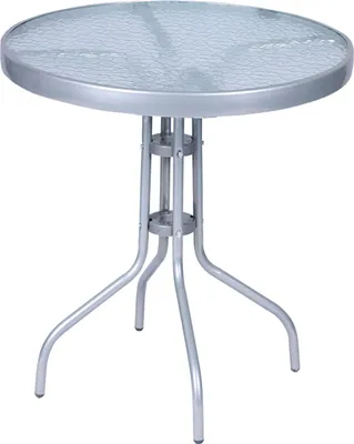 Image de Table de jardin Bistro ronde Ø 60 H70cm verre/métal argent Table de balcon