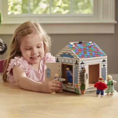 Produktbild von Melissa & Doug - Türklingelhaus Puppenhaus aus Holz mit Türklingelgeräuschen, Me
