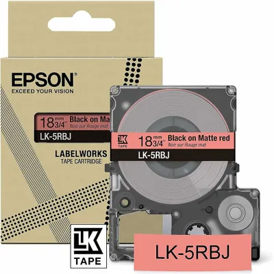Produktbild von Epson LabelWorks LK-5RBJ - Schwarz auf Mattrot - Rolle (1,8 cm x 8 m) 1 Kassette(n) Hängebox - Bandkassette - für LabelWorks LW-C410, LW-C610