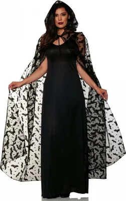 Produktbild von Transparenter Umhang mit Fledermäusen für Halloween & Fasching