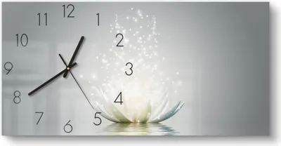 Produktbild von DEQORI Glasuhr 60x30 cm Zahlen 'Funkelnde Lotusblüte' Wanduhr Glas Uhr Design leise
