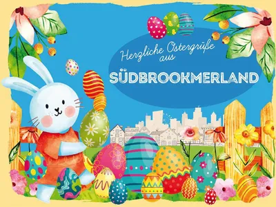 Produktbild von vianmo Holzschild 30x40 cm Ostern Ostergrüße SÜDBROOKMERLAND