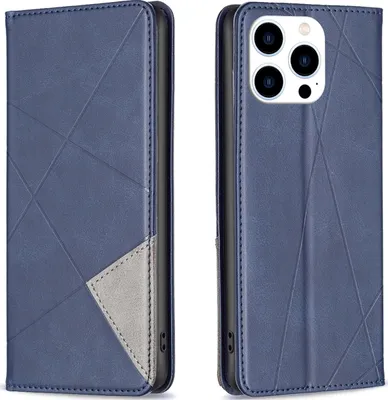 Produktbild von Mobigear Rhombus Slim iPhone 15 Pro Hülle Klapphülle - Blau