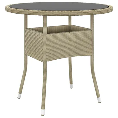 Immagine prodotto di Tavolo da giardino Ø80x75 cm in vetro temperato e poly rattan Beige