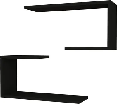 Produktbild von Wandregal Årslev 2-er Set Wandboard für Wohnzimmer Schlafzimmer Küche 27 x 60 x 20 cm Schweberegal Schwarz