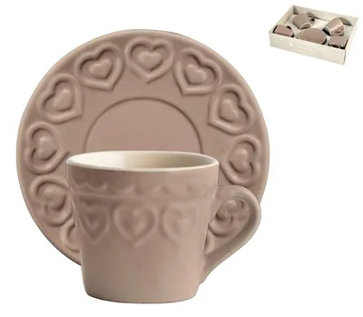 Produktbild von H&H – Fairylove – Kaffeetassen mit Untertasse in Tauben-Optik, 4er-Set, CC165