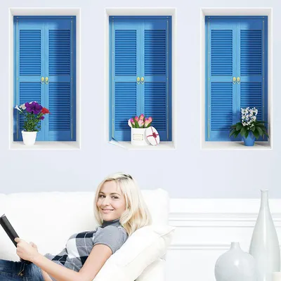 Image de Autocollant à effet 3D – Fenêtre à motifs floraux – 80 x 120 cm
