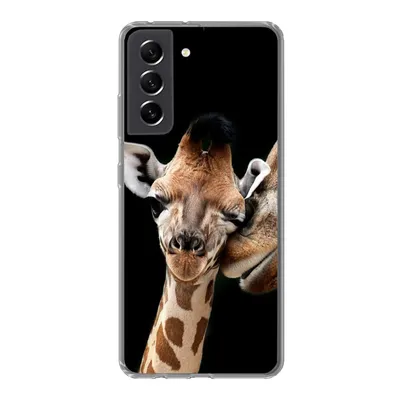 Produktbild von MuchoWow® Handyhülle Schutzhülle Hülle für Samsung Galaxy S21 FE Giraffe - Tiere - Schwarz - Porträt - Tiere Silikon Softcase Handy Hülle - Mobiltelefonhülle