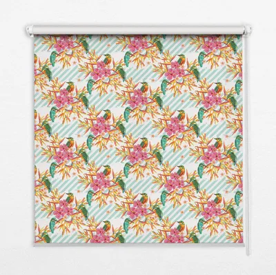 Produktbild von Seitenzug-Rollo Fensterrollo Jalousie - Thermo-Rollo Verdunkelungsrollo - 150x240 cm - Vögel zwischen den Zweigen der Bäume