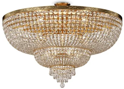 Produktbild von Casa Padrino Barock Kristall Kronleuchter Antik Gold Ø 100 x H. 68,8 cm - Runder Barockstil Kronleuchter - Barock Wohnzimmer Kronleuchter - Edel & Prunkvoll