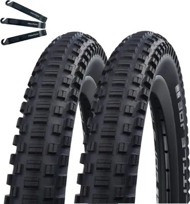 Image de 2 pneus pliables Schwalbe Little Joe Active Line K-Guard noir réfléchissant 37-406 (20 x 1,40) avec démonte-pneu maxxi4you