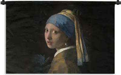 Produktbild von MuchoWow® Wandteppich Wandbehang Das Mädchen mit dem Perlenohrring - Vermeer - Pflanzen 150x100 cm Tapisserie Dekoration Wandtuch - Waschbar - Tapisserien - Wand-Decke
