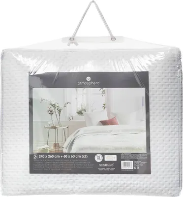 Produktbild von Bettüberwurf mit 2 kissenbezügen "dolce" elfenbeinweiß 260x240cm  - Atmosphera créateur d'intérieur