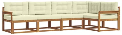 Produktbild von vidaXL Outdoor-Sofagarnitur mit Kissen 5 pcs Natur und Creme